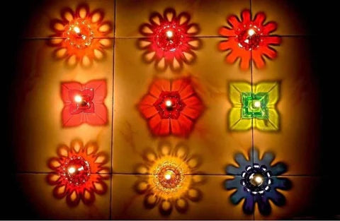3D Reusable Reflective Shadow Colourful Diya